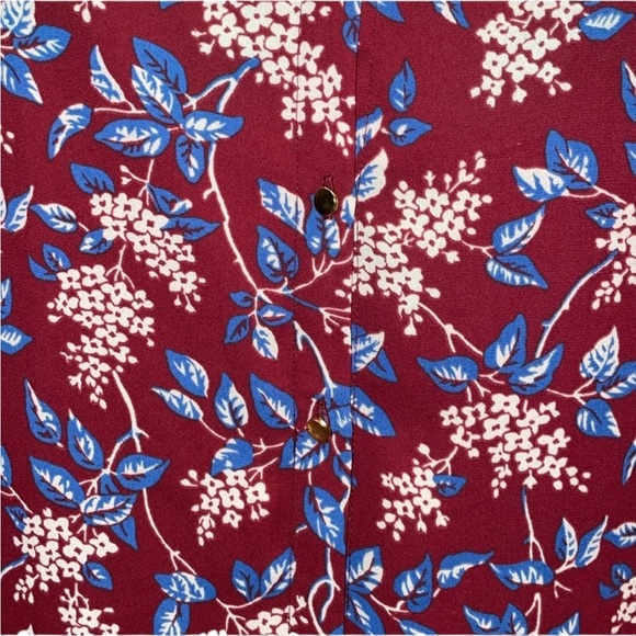 Madewell Long Sleeve V-neck Midi Dress Back Zipper Burgundy Floral Print M - Picture 6 of 7